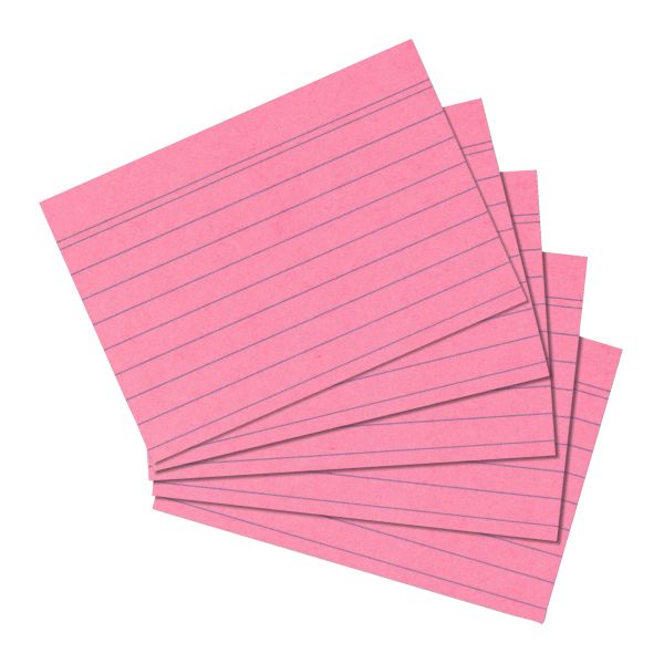 karta do kartotéky, A6, linka, růžová 100 ks