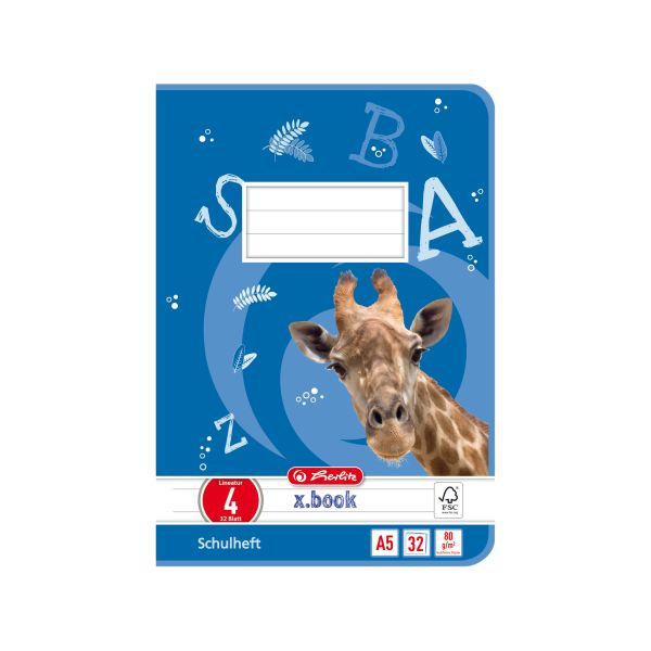 Heft A5 32 Blatt Lineatur 04 FSC Mix Motiv Giraffe