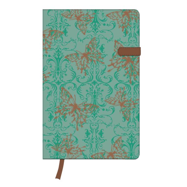Notizbuch Lady A5 96 Blatt liniert Butterfly mit Leseband und Falttasche my.book