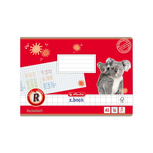 Herlitz Rechenheft A5 quer Lineatur R, 16 Blatt