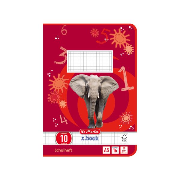 Heft A5 16 Blatt Lineatur 10 FSC Mix Motiv Elefant