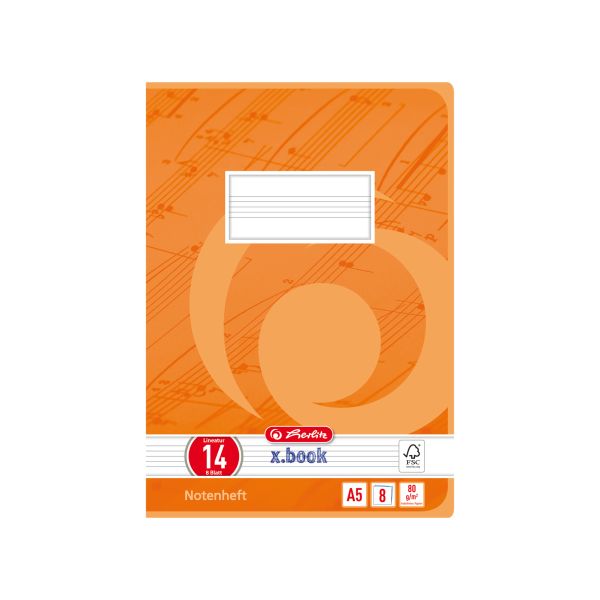 Notenheft A5 8 Blatt Lineatur 14 FSC Mix 1 Motiv