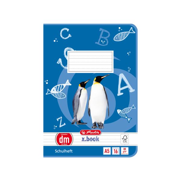 Heft A5 16 Blatt Lineatur dm FSC Mix Motiv Pinguin