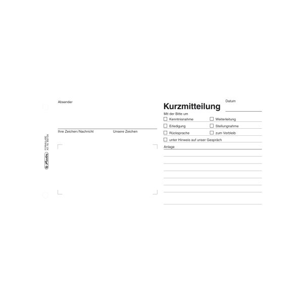Kurzmitteilung 21x10,5 cm 50 Blatt FSC