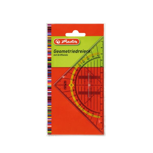 Geometrie-Dreieck klein mit Griff 16cm Kunststoff transparent