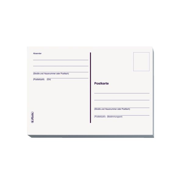 Postkarte A6 20er-Heft geblockt weiß