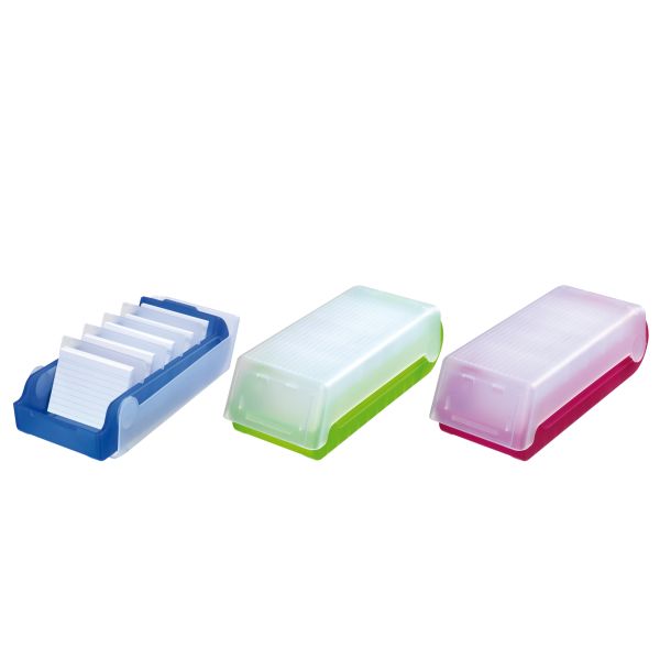 Herlitz Karteikartenbox A8, transluzent, farbig sortiert