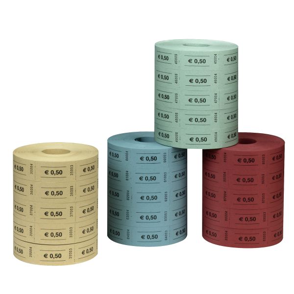 Wertmarken 0,50 Euro 5 x 1000 Abrisse fortlaufend nummeriert 5 Rollen