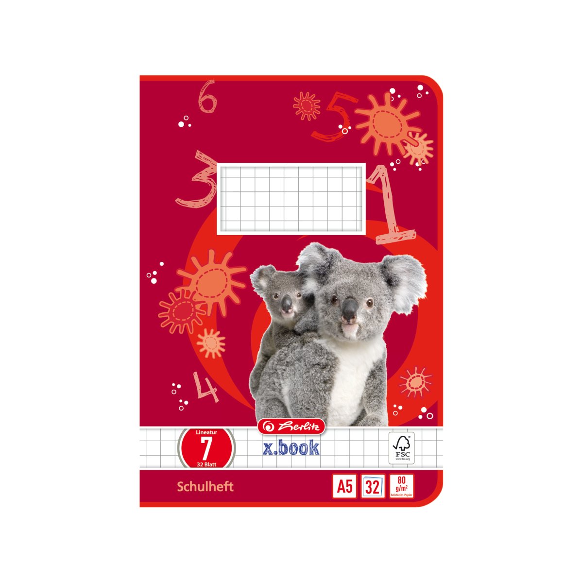 Herlitz Schulhefte A5 Kariert – 5er Set, 32 Blatt, Lineatur 05
