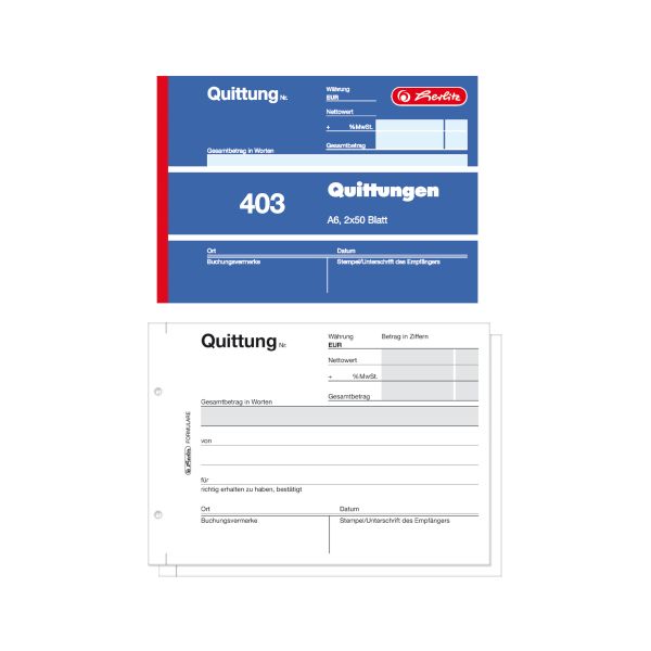 Quittungsblock A6 403 2x50 Blatt