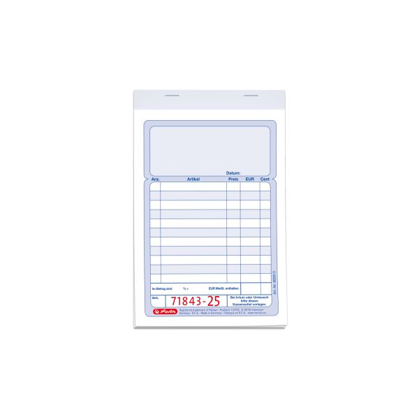 Kassenblock A6 mit Rechenliste 2x50 Blatt
