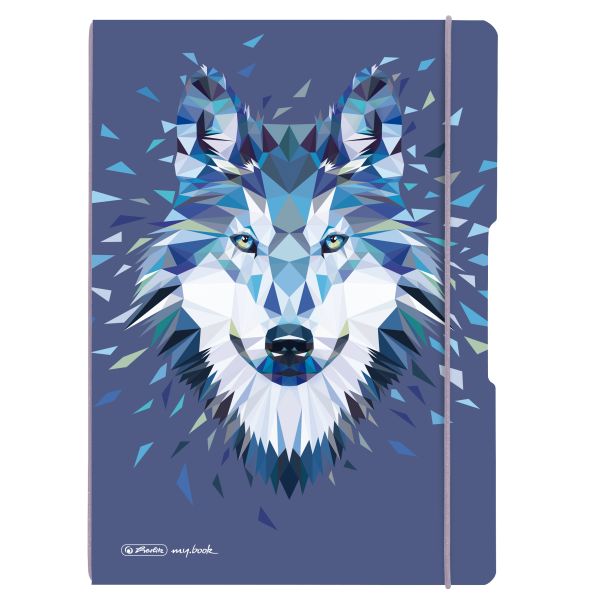 Notizheft flex PP A4,40Blatt kariert und 40Blatt liniert,Wild Animals Wolf, gelocht, perforation my.book