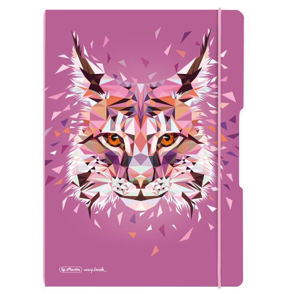 Notizheft flex PP A4,40Blatt kariert und 40Blatt liniert,Wild Animals Luchs, gelocht, perforation my.book