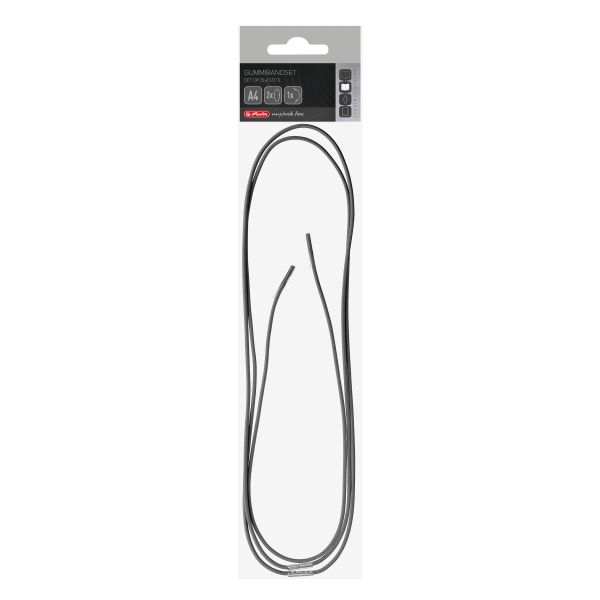 Gummibandset A4 mit 1 Verschluss- und 2 Haltegummis, anthrazit, im Folienbeutel