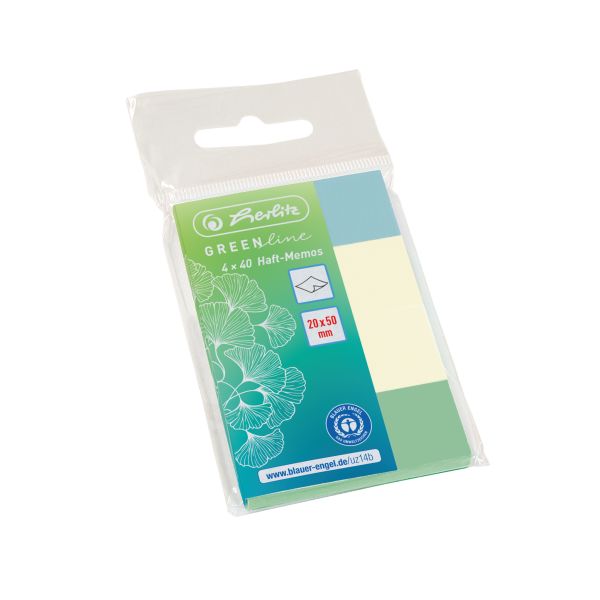 Haft-Memos 20x50mm 4x40St. GREENline farbig sortiert