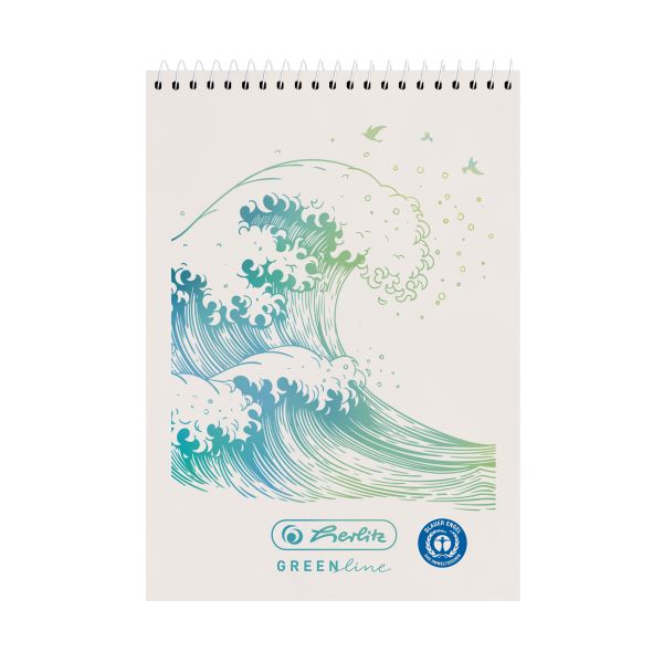 Spiralnotizblock A7 50 Blatt kariert GREENline Welle