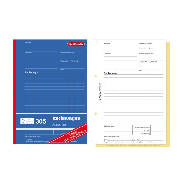 Rechnungsbuch A5 305 2x40 Blatt selbstdurchschreibend FSC