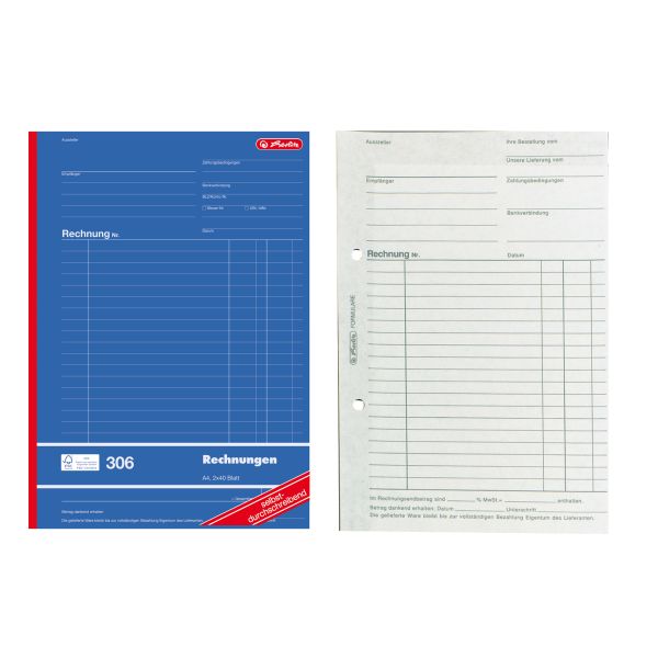 Rechnungsbuch A4 306 2x40 Blatt selbstdurchschreibend FSC