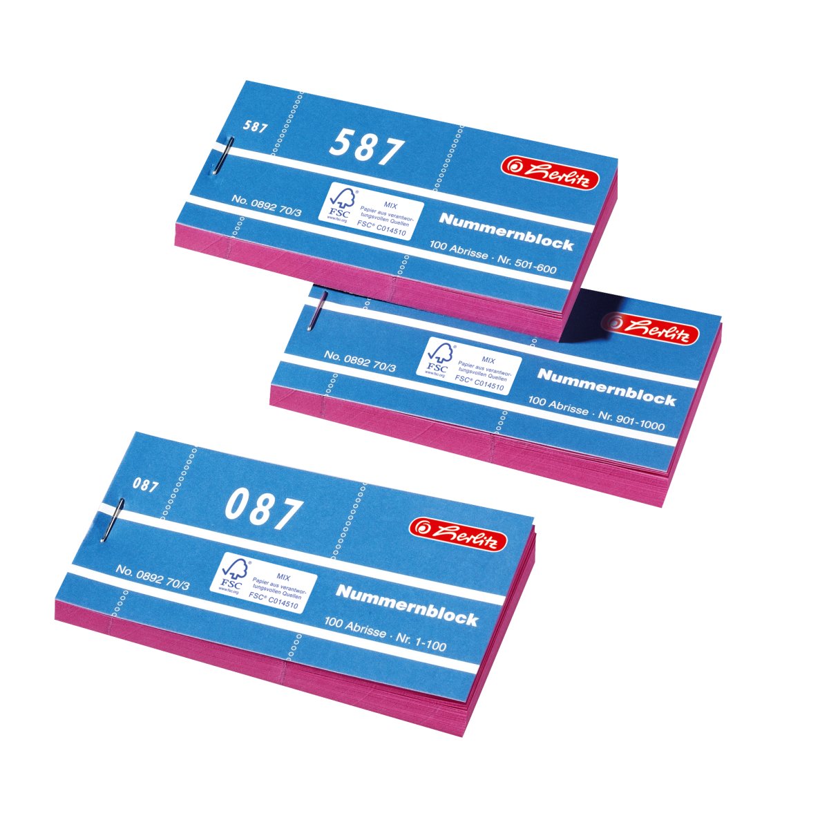 PARTY DISCOUNT Doppelnummern Block 1000 Stück - Nr. 2001-3000 In Grün Für Garderobe