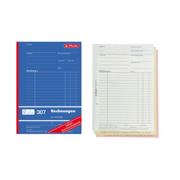 Rechnungsbuch A5 307 3x40 Blatt selbstdurchschreibend FSC