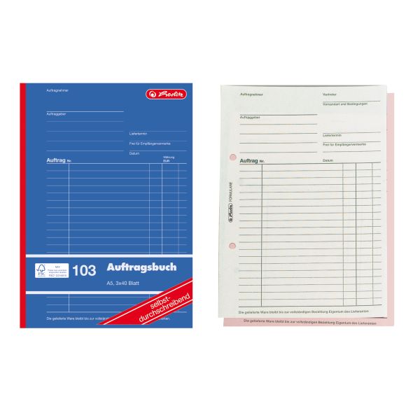 Auftragsbuch A5 103 3x40 Blatt selbstdurchschreibend FSC