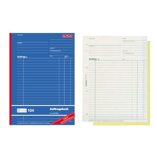Auftragsbuch A4 104 2x40 Blatt selbstdurchschreibend FSC