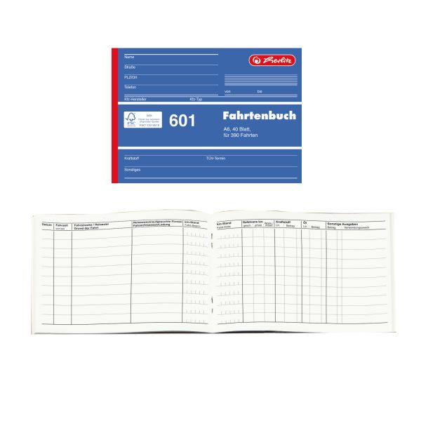 Fahrtenbuch A6 601 40 Blatt FSC