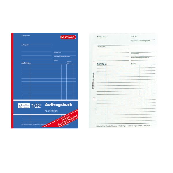 Auftragsbuch A5 102 2x40 Blatt selbstdurchschreibend FSC