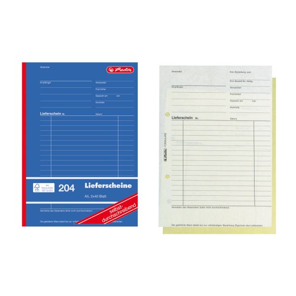 Lieferscheinbuch A5 204 2x40 Blatt selbstdurchschreibend 4er Packung FSC