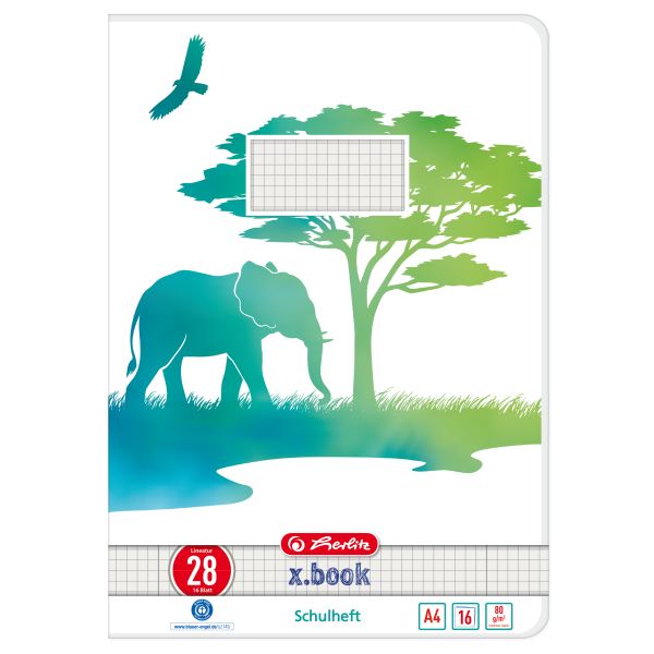 Schulheft A4 GREENline 16 Blatt Lineatur 28 Motiv Elefant