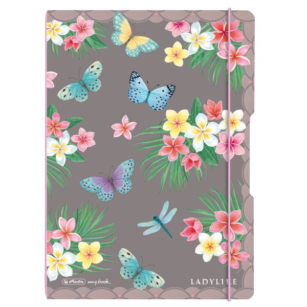 Notizheft flex PP A4, 40 Blatt kariert und 40 Blatt liniert, Ladylike Butterflies, gelocht, Perforation my.book
