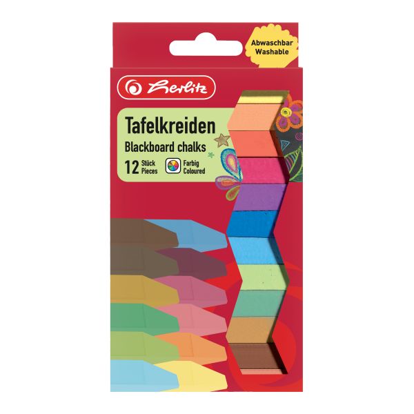 Tafelkreide farbig sortiert 12 Stück in Hängepackung