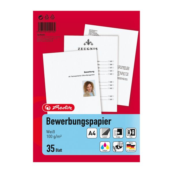 Bewerbungspapier A4 100g weiß 35 Blatt