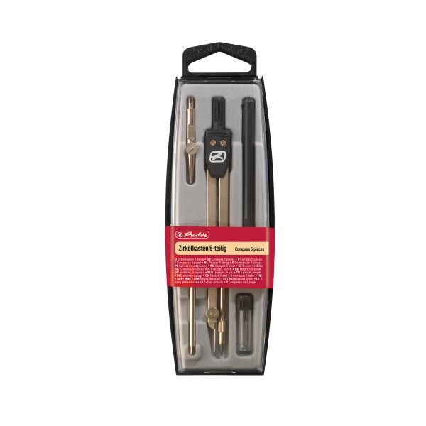Zirkelkasten 5-teilig schwarz in Hängepackung