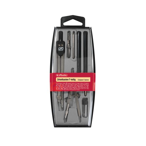 Zirkelkasten 7-teilig schwarz in Hängepackung
