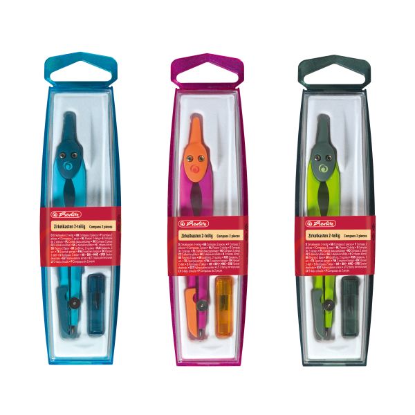 Zirkelkasten 2-teilig farbig sortiert in Hängepackung