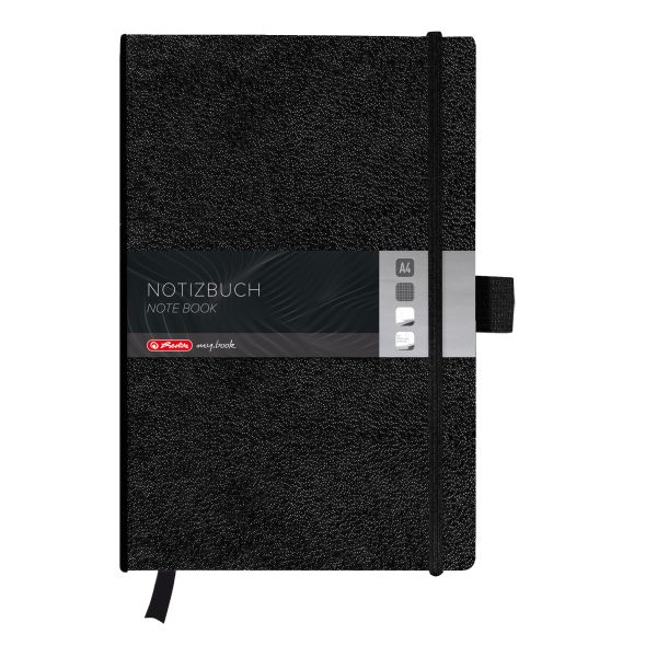 note book Classic A4 96sheets squared black book ribbon expandable inner pocket my.book