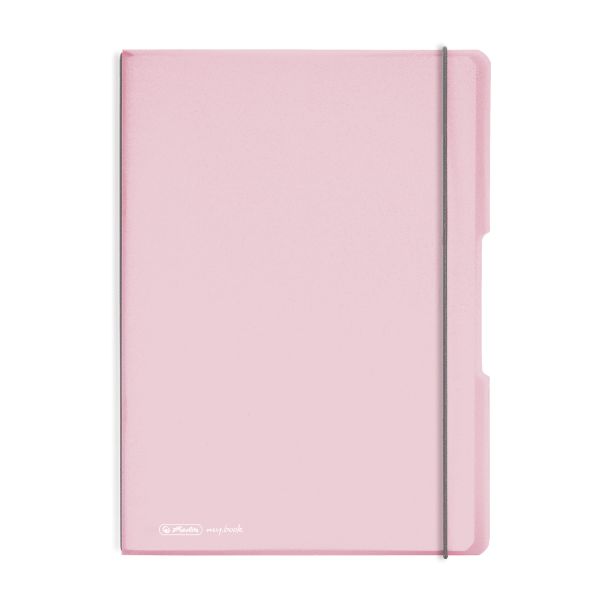 Notebook flex PP A4, 40sheets squared and 40sheets ruled, rose, punched, microperforation my.bbok