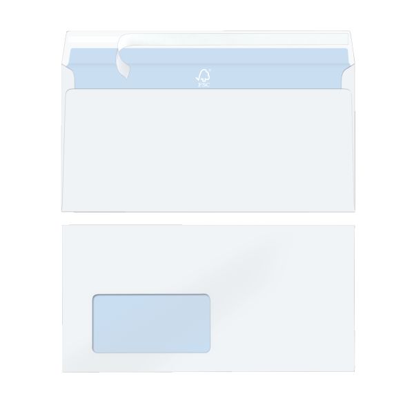 envelope DL 100g peel and seal with window bright white FSC Mix 15 pieces