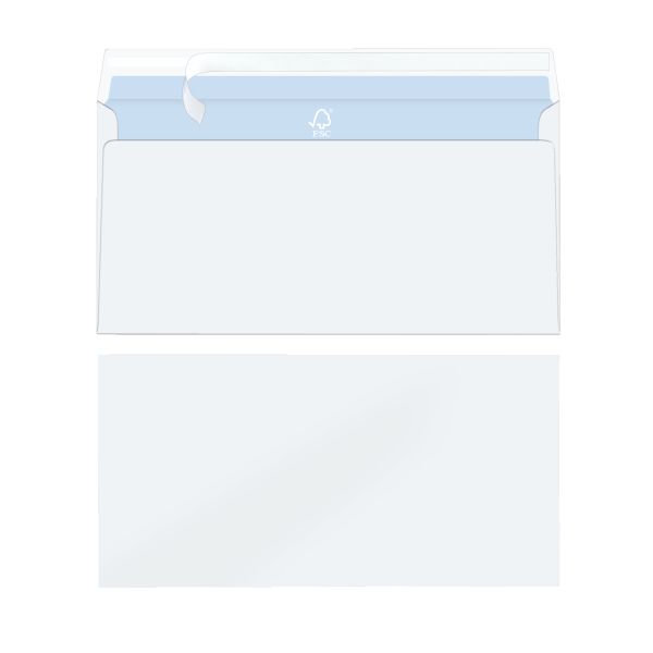 envelope DL 100g peel and seal bright white FSC Mix 15 pieces