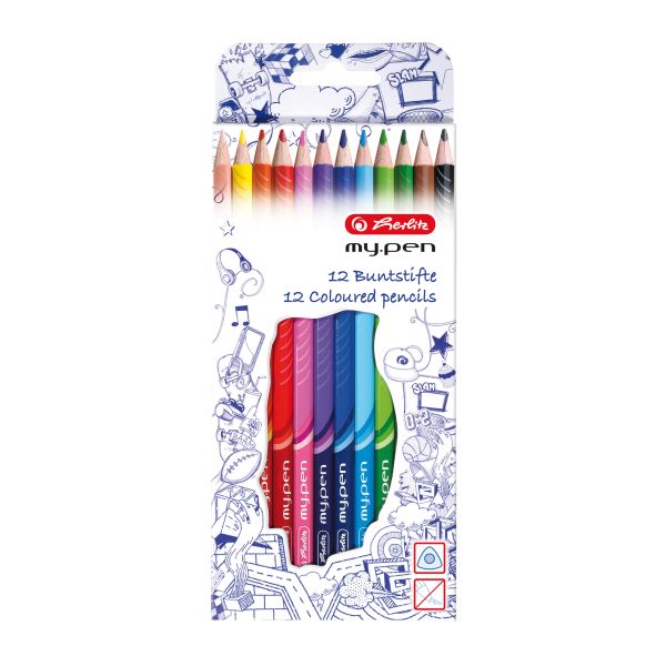 triangular coloured pencils my.pen 12 pcs in suspension package