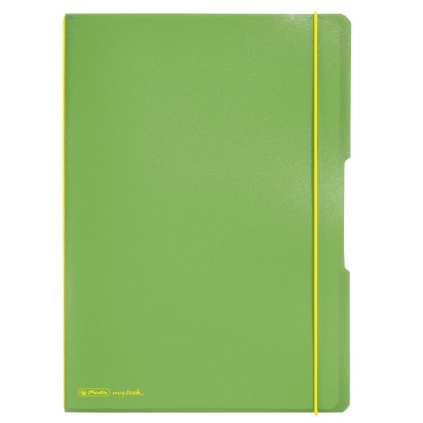 Notebook flex PP A4, 40sheets squared and 40sheets ruled, light green punched, microperforation my.bbok