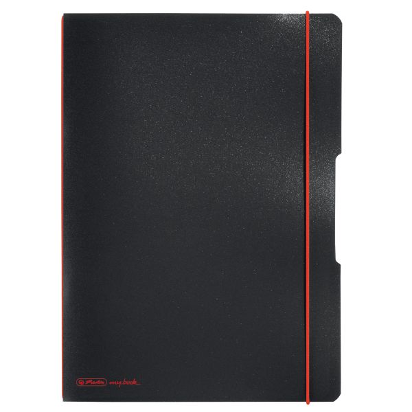 Notebook flex PP A4, 40sheets squared and 40sheets ruled, black, punched, microperforation my.bbok