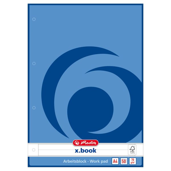 work pad A4 50 sheets ruled FSC Mix blue