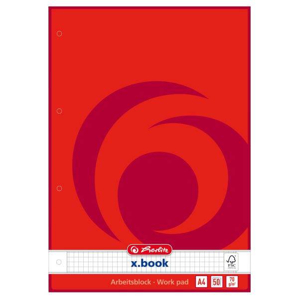 work pad A4 50 sheets FSC Mix squared red