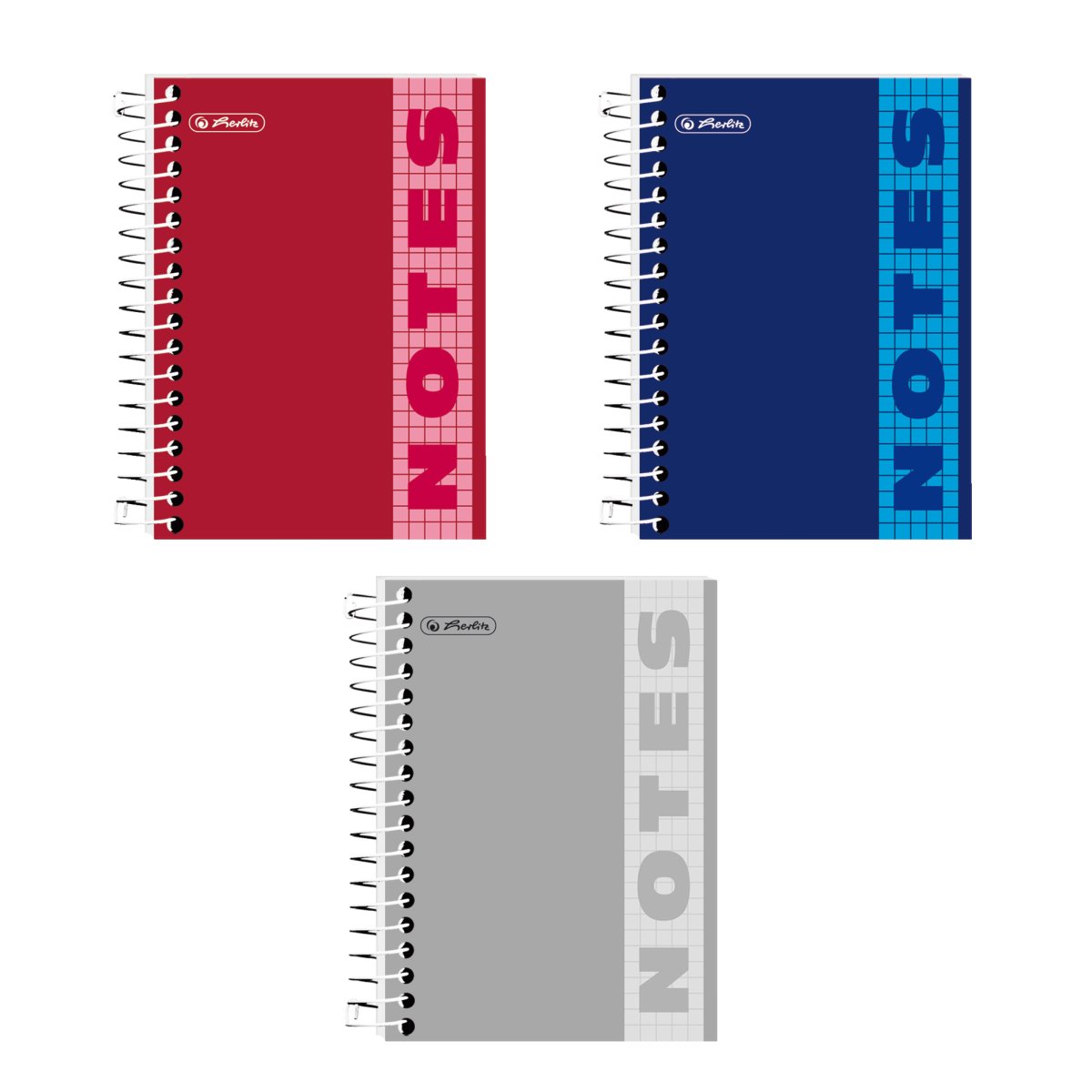 spiral note pad 10x14 cm 200 sheets squared assorted colours - Herlitz