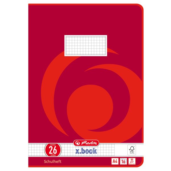 exercise book A4 16 sheets no.26 motif Whirl red FSC Mix
