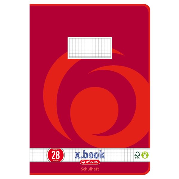 exercise book A4 16 sheets FSC Mix no.28 motif Whirl red