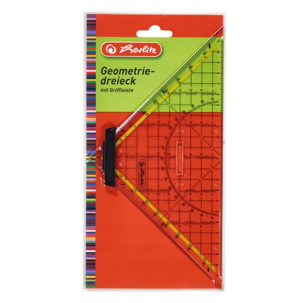 geometry set square big plastic with grip 25cm transparent