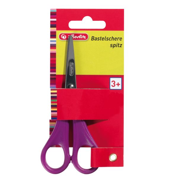 craft scissors pointed assorted colours, blue, red, purple